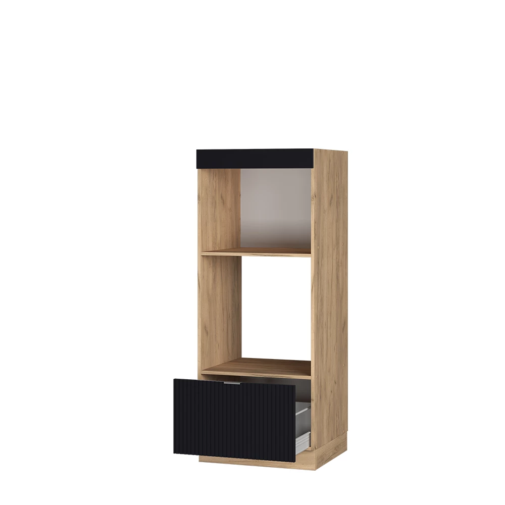 Armoire micro-ondes en Noir rayé sur fond blanc