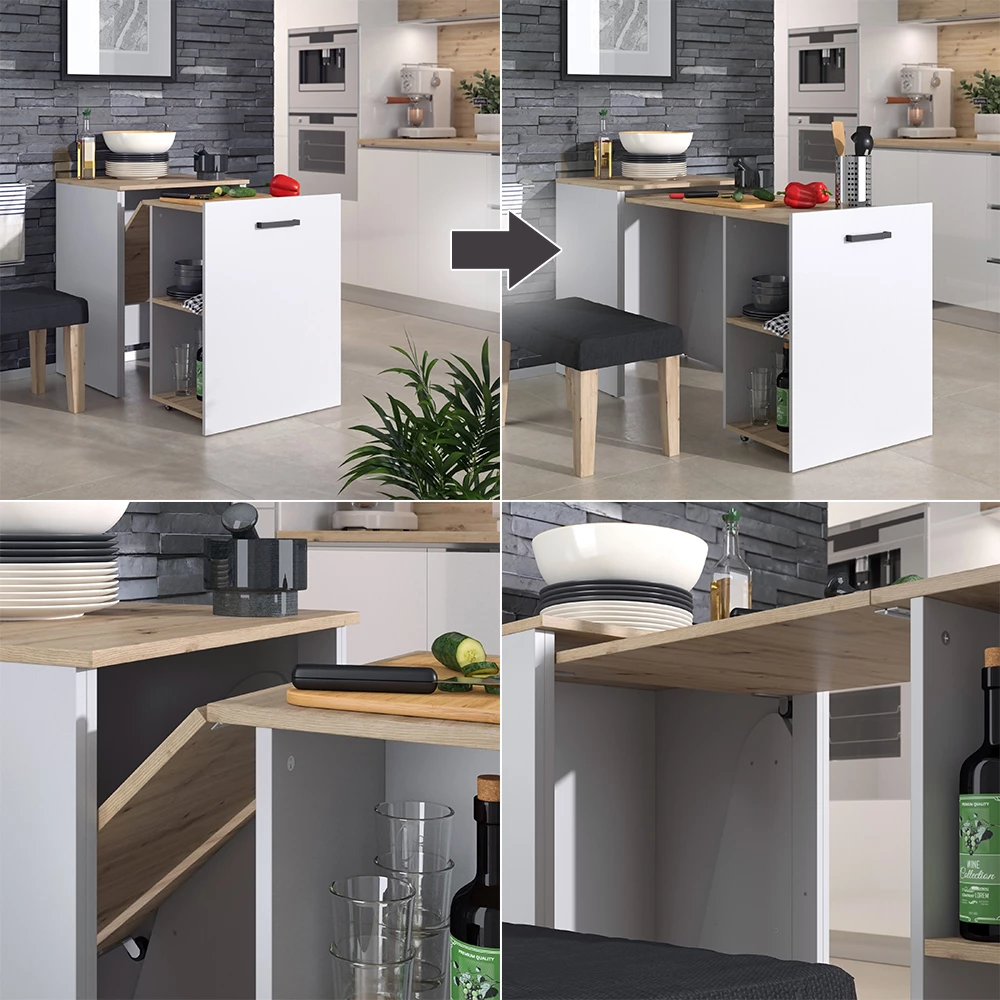 Esstisch Adam Greige/Artisan 60 x 50.4 cm ausziehbar livinity®