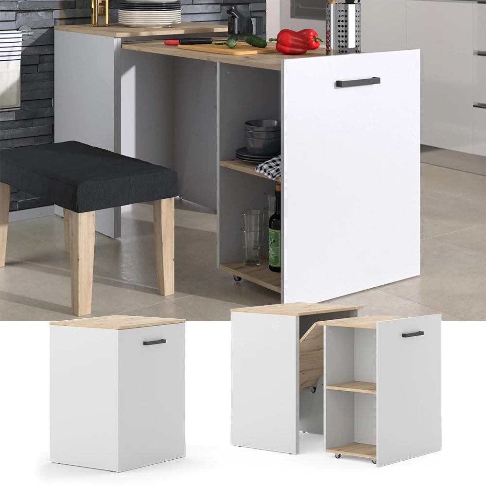 Vicco Esstisch Greige/Artisan-Eiche 60 x 50.4 + ausziehbar, Adam