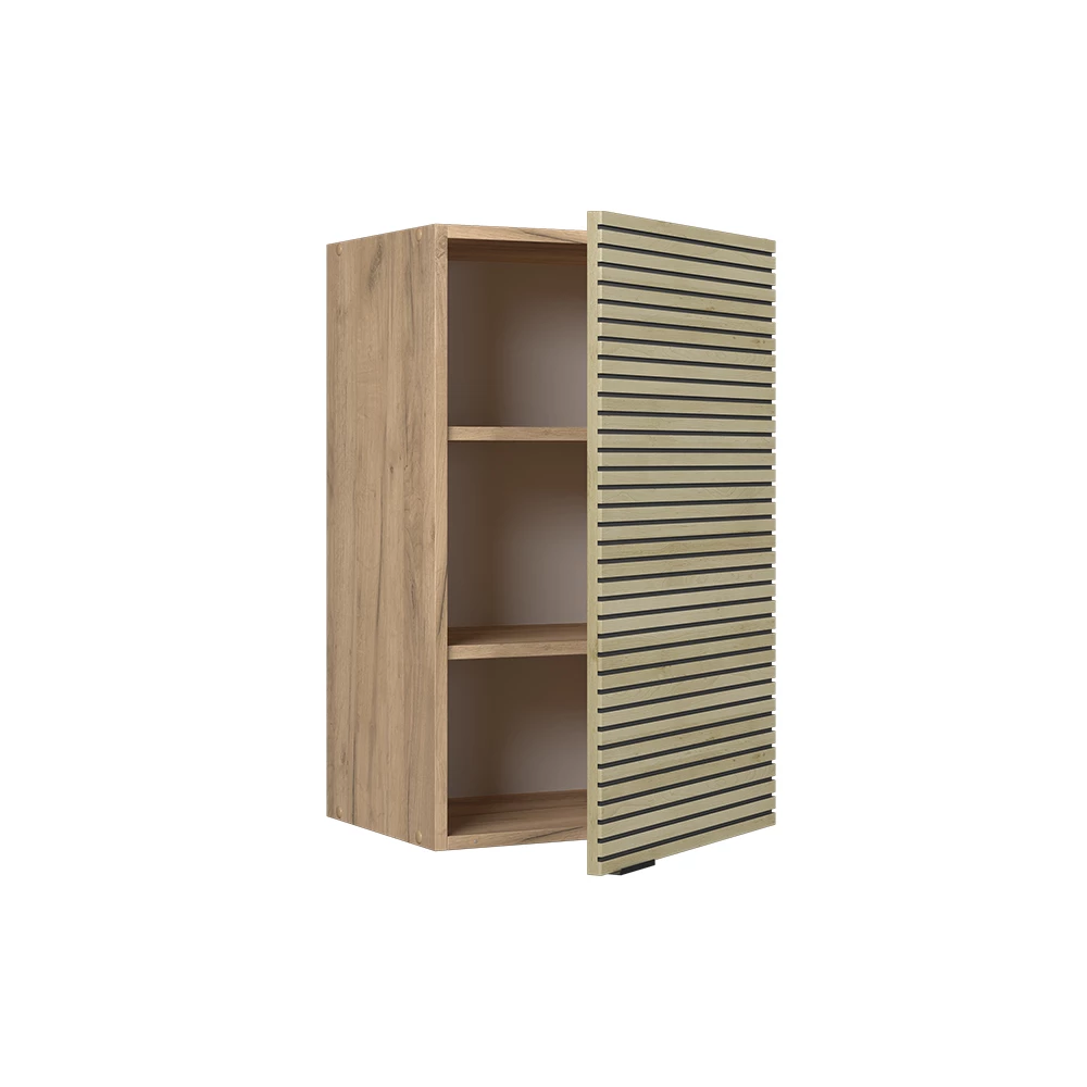 Hangkast in Eiken paneel shown in ambient setting with decoration