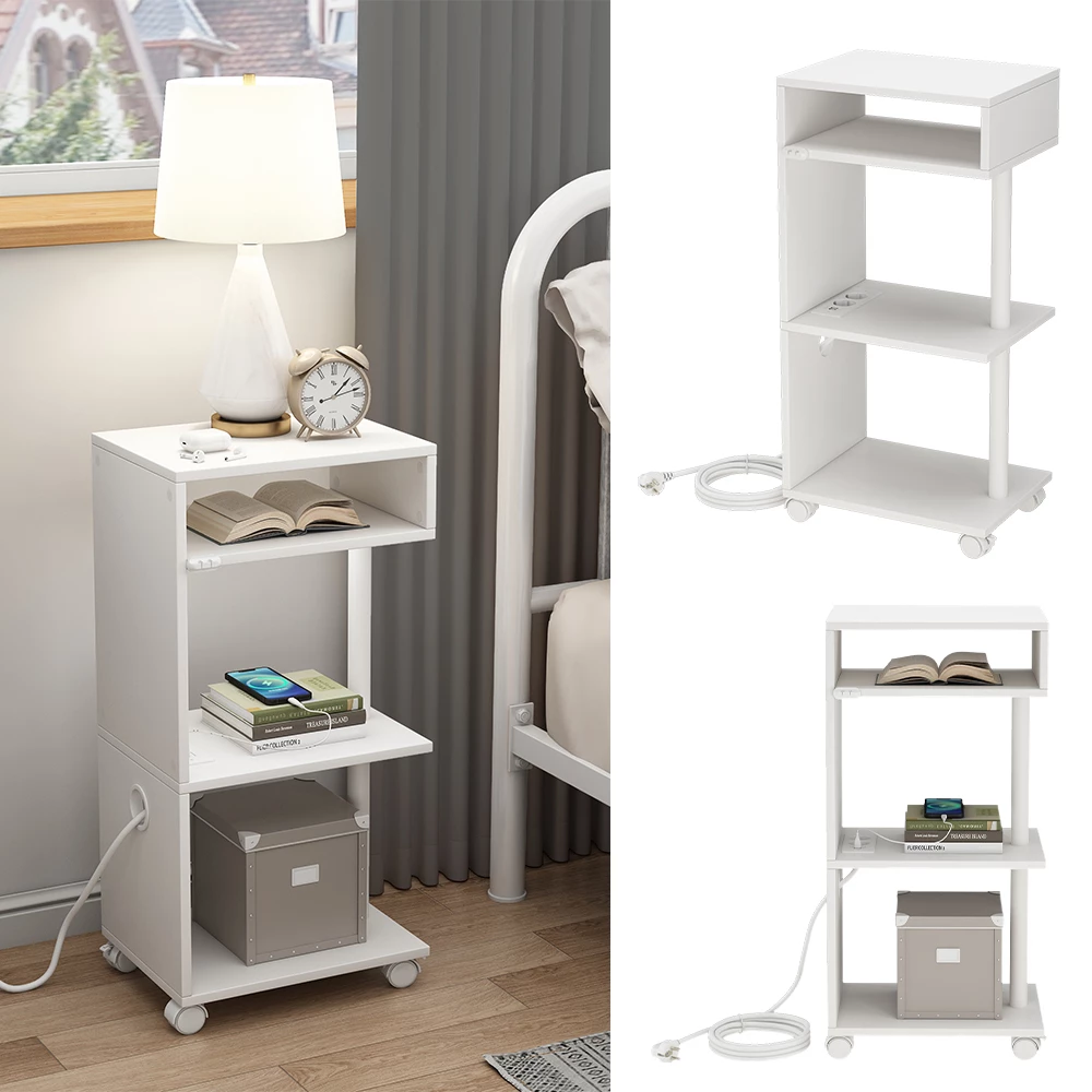 Vicco Table de nuit Blanc 38x78cm, Barion