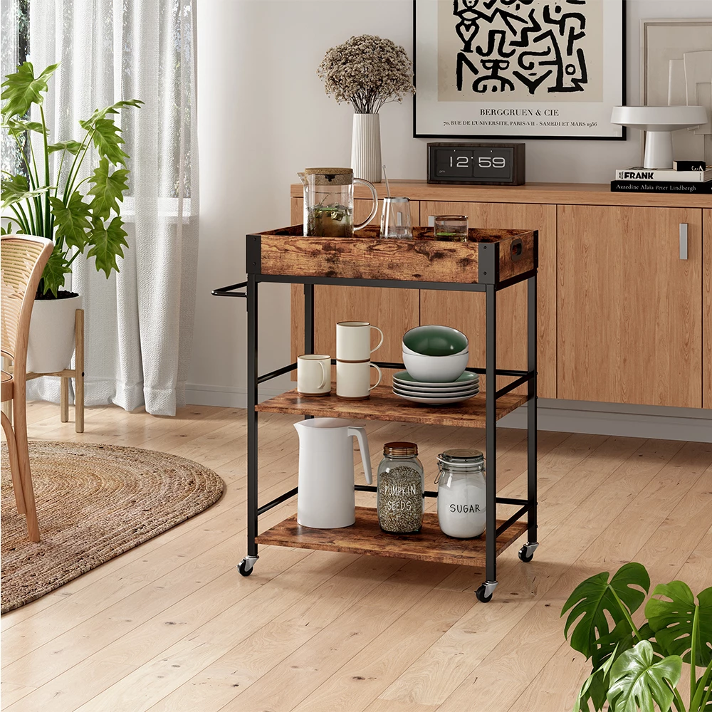 Vicco Serveerwagen Eiken rustiek 65 x 84.5 cm, Fyrk