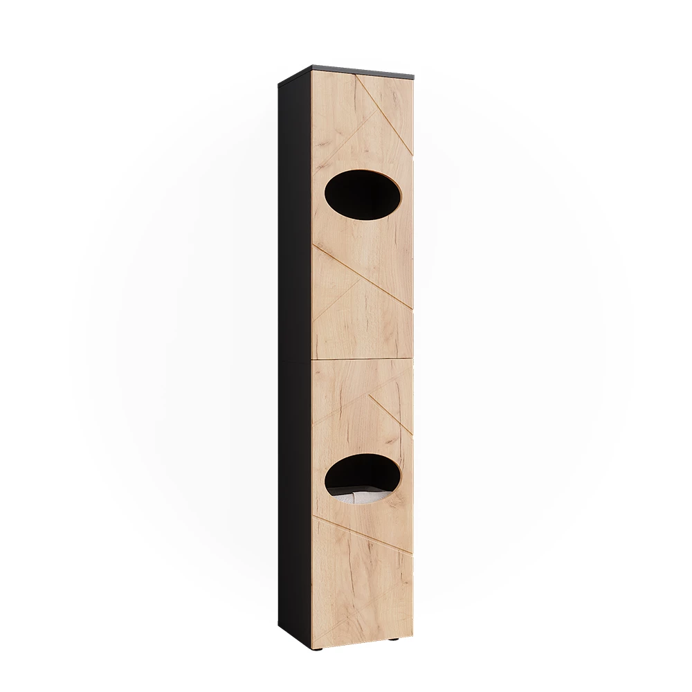 Vicco Wäscheschrank Anthrazit/Goldkraft Eiche 37.2 x 192 cm, Irma