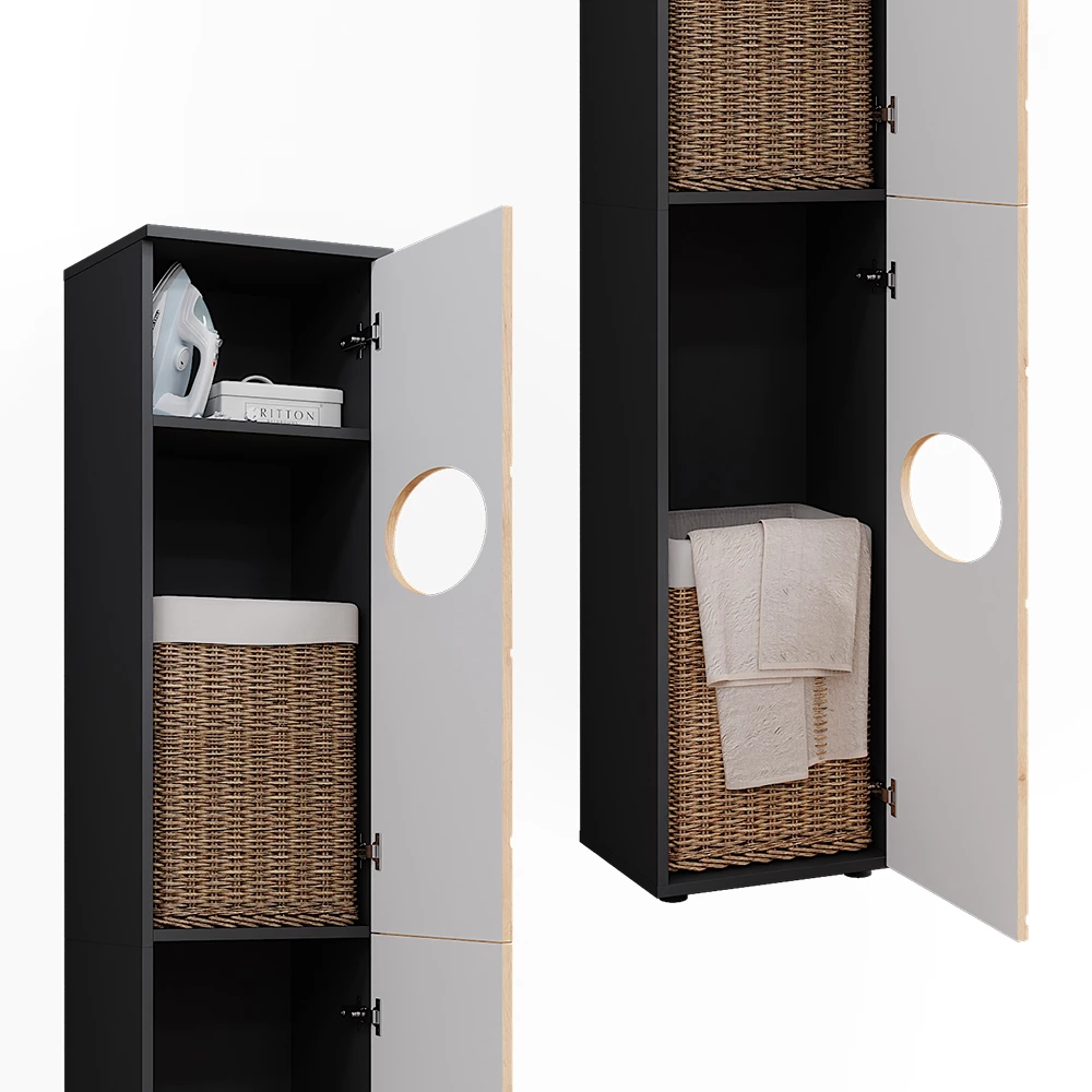 Vicco Wäscheschrank Anthrazit/Goldkraft Eiche 37.2 x 192 cm, Irma