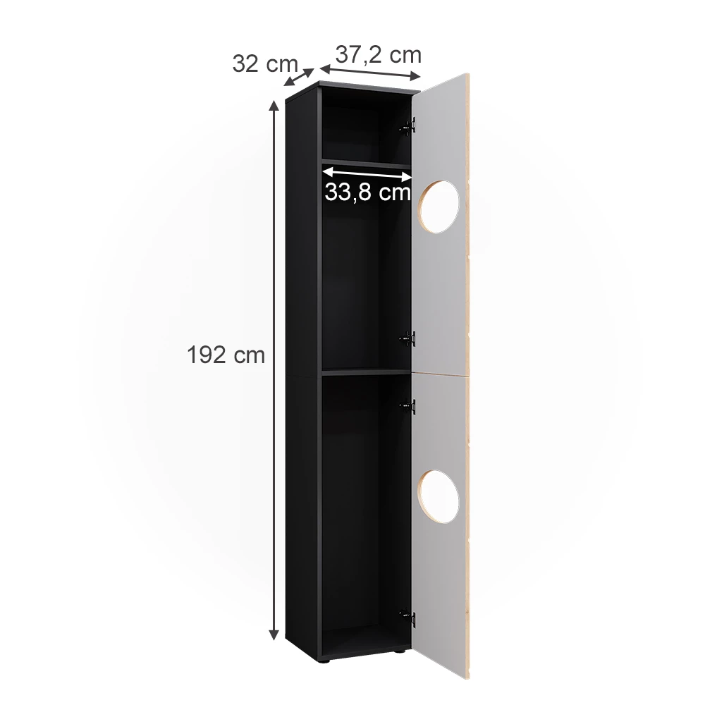 Vicco Wäscheschrank Anthrazit/Goldkraft Eiche 37.2 x 192 cm, Irma
