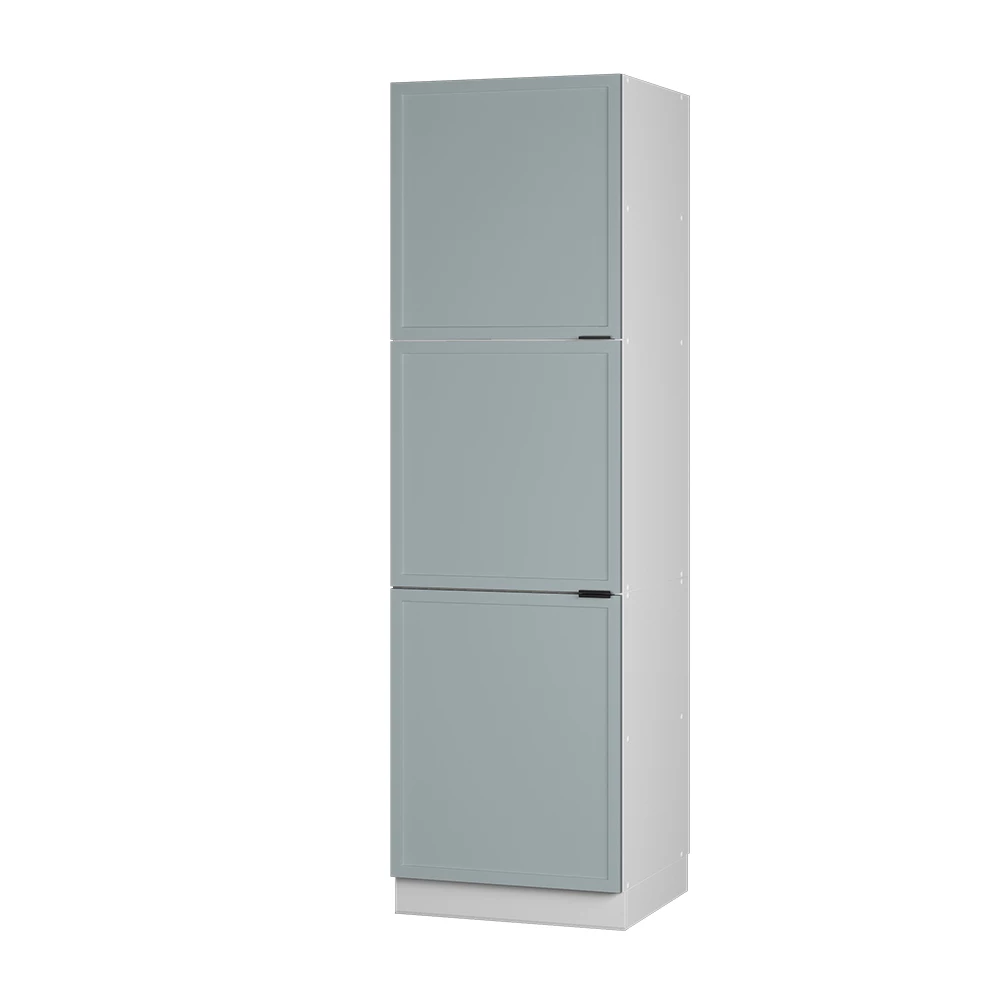 Armario para horno empotrado en Azul claro-gris sobre fondo blanco