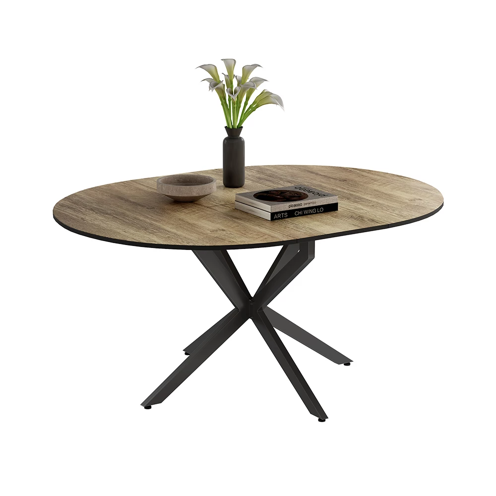 Vicco Masă de luat masa Negru rustic/stejar 120x76.5 cmextensibil, Loyd