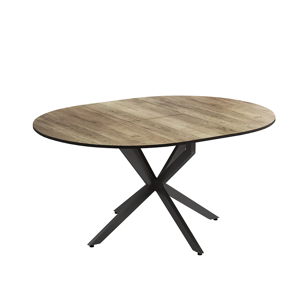 Vicco Eettafel Zwart/eiken rustiek 120 x 76.5 cm Uitschuifbaar, Loyd