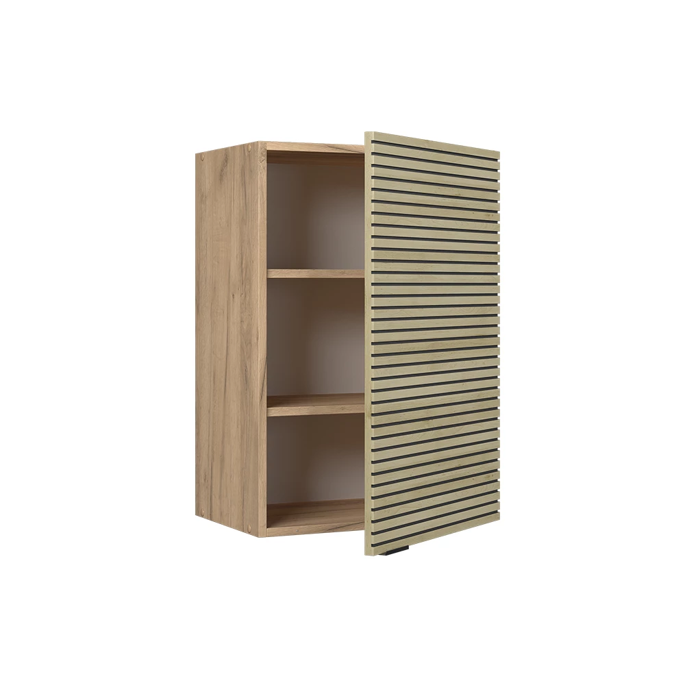 Hangkast in Eiken paneel shown in ambient setting with decoration