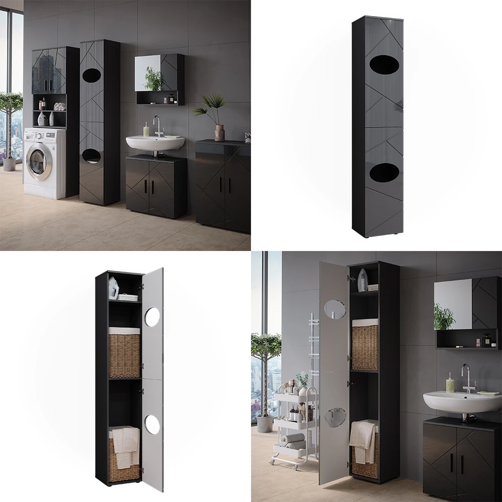Vicco Armadio per la biancheria Antracite 37.2 x 192 cm, Irma