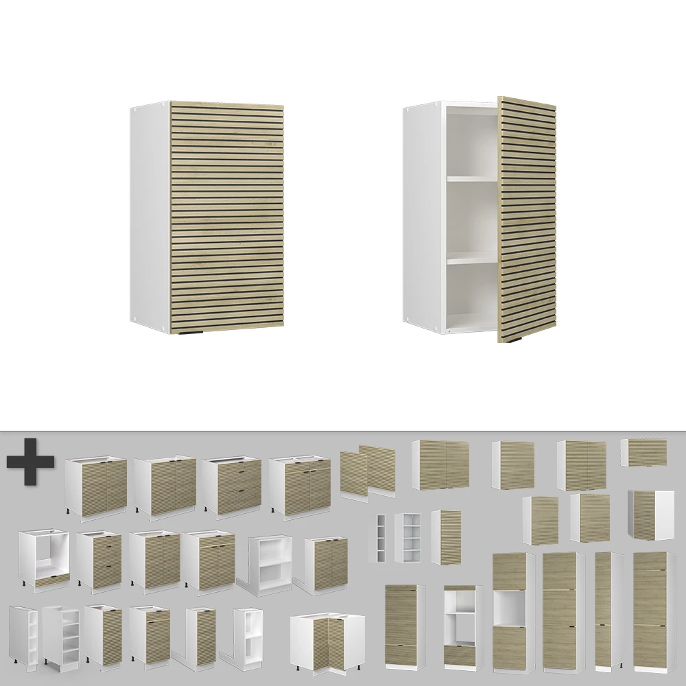 Nahaufnahme von Küchenschränke  in Eiche Paneel, zeigt Textur/Details