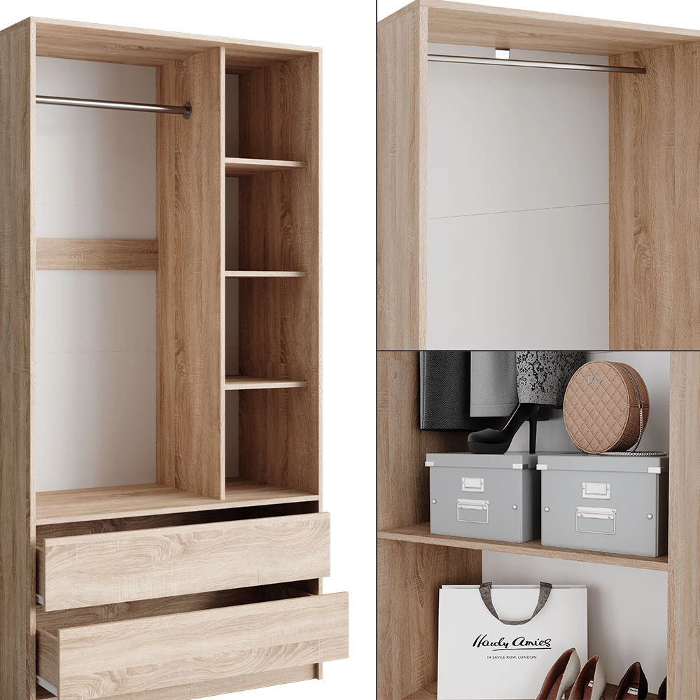 Nærbillede af Garderobe i farven Sonoma, der viser design og overfladedetaljer