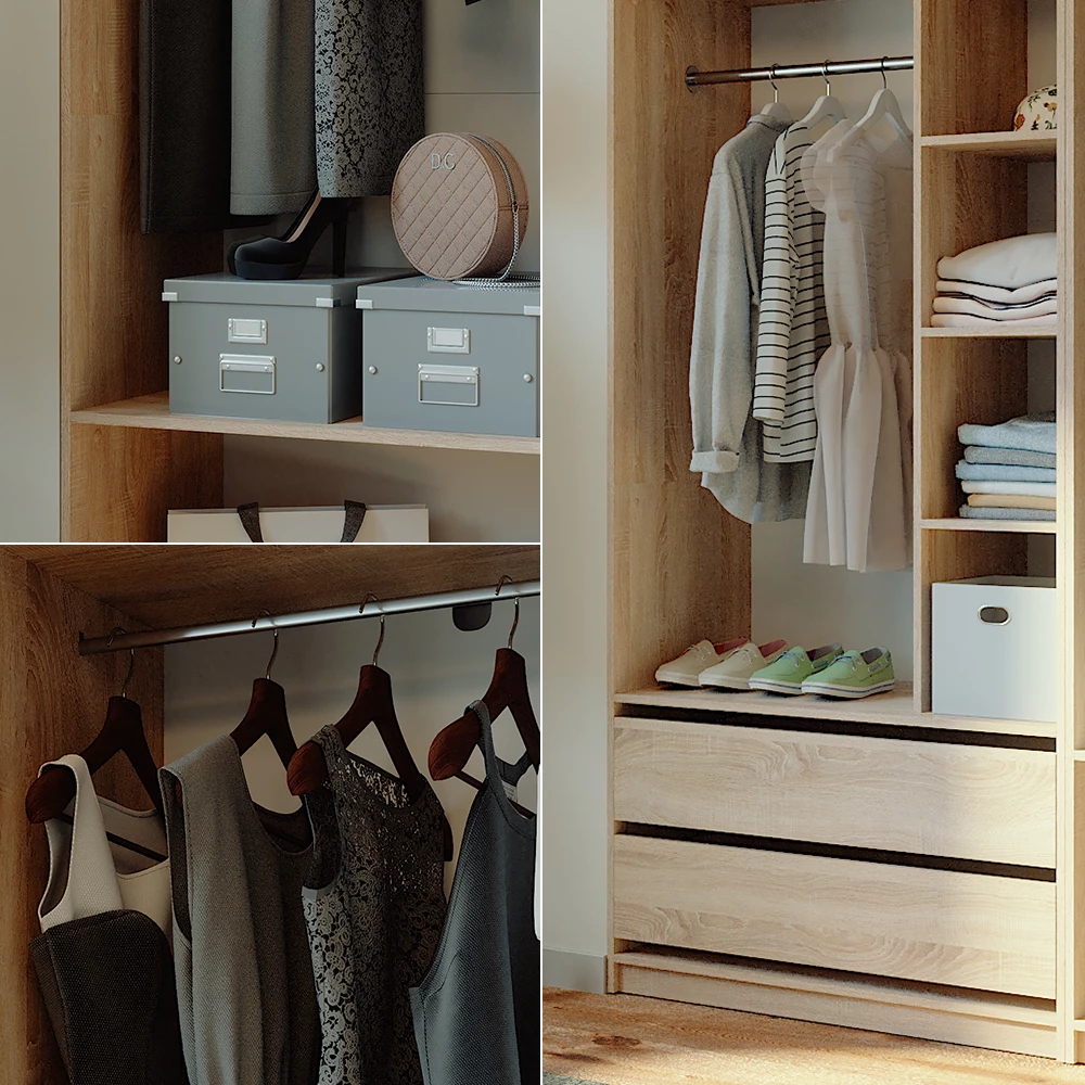 Nærbillede af Garderobe i farven Sonoma, der viser struktur/detaljer