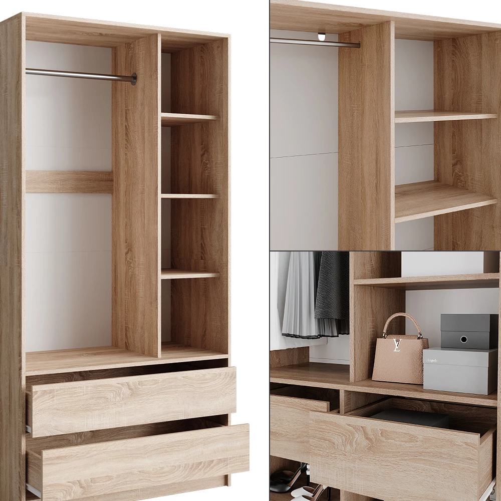Nærbillede af Garderobe i farven Sonoma, der viser design og overfladedetaljer