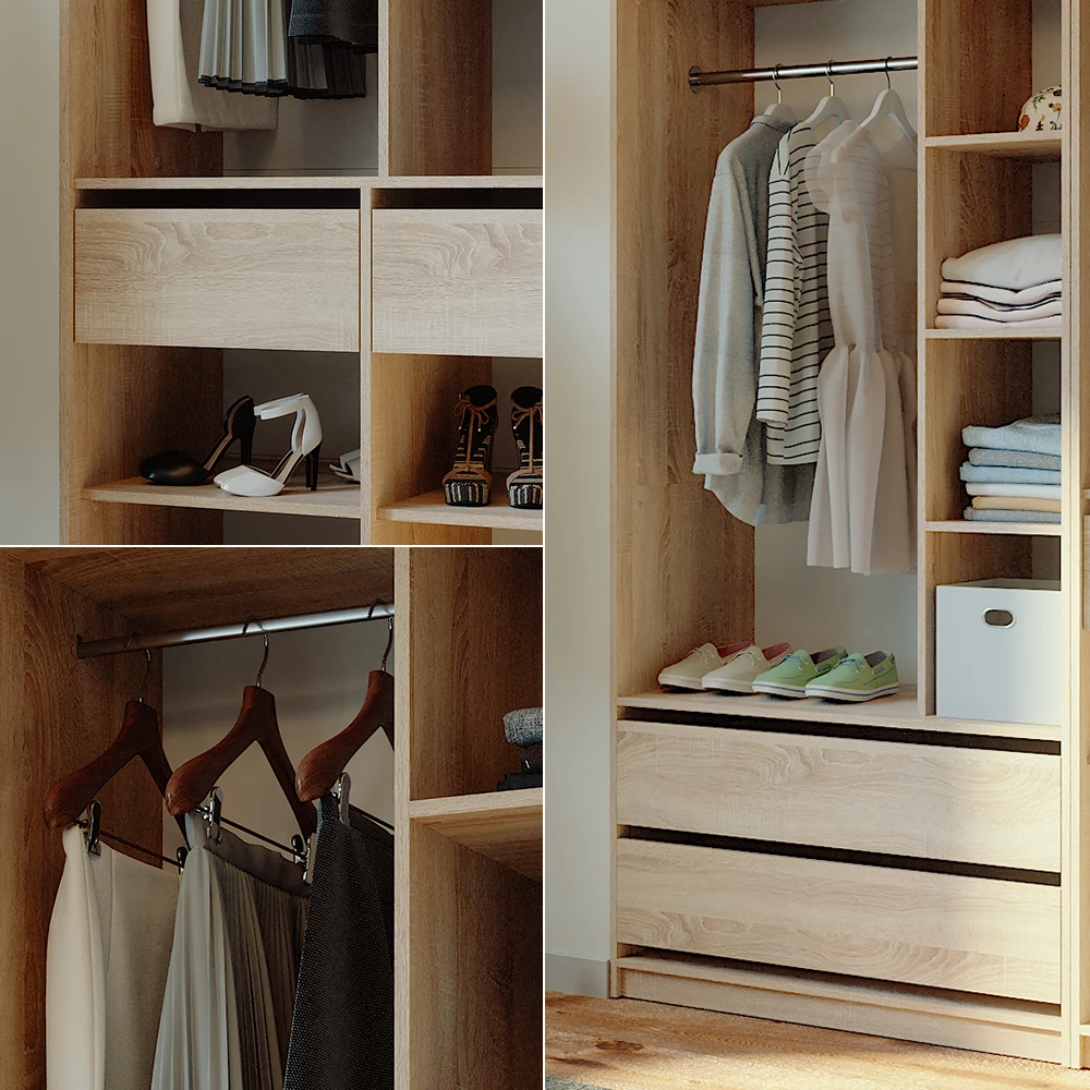 Nærbillede af Garderobe i farven Sonoma, der viser struktur/detaljer