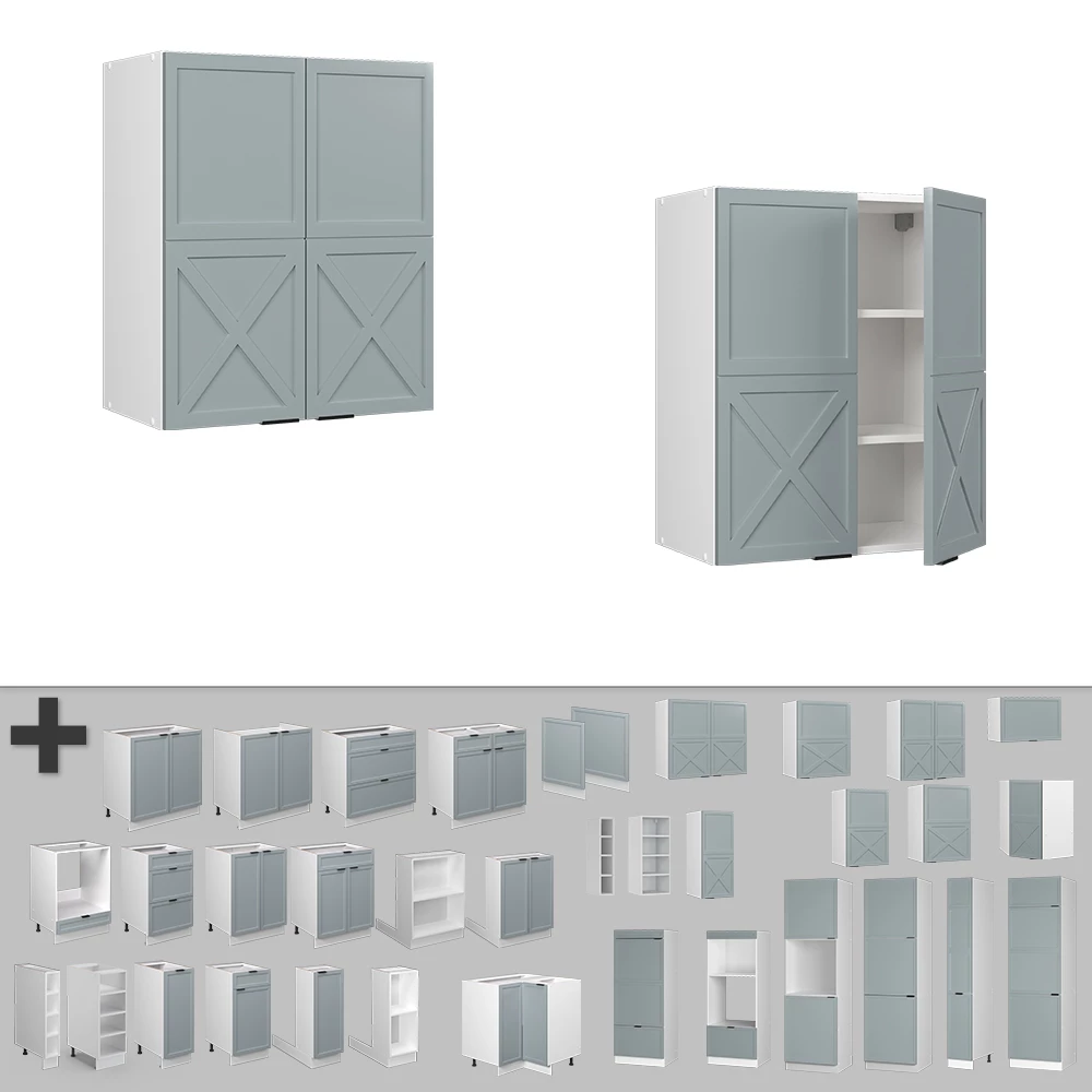 Primer plano de Armario colgante en Azul claro-gris, mostrando textura/detalles