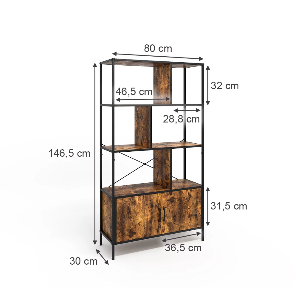 Vicco Rumdeler Rustikt egetræ 80 x 146.5 cm med 2 døre, Fyrk