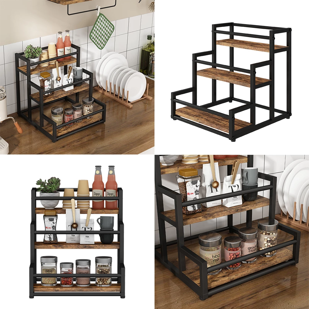 Küchenregal Fyrk Eiche rustikal 33 x 34 cm mit 3 offenen Fächern livinity®