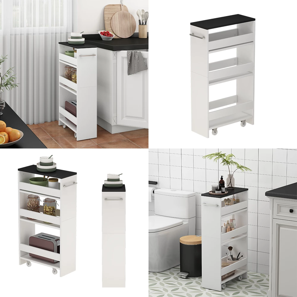 Rollcontainer Rivo Weiß/Anthrazit 20 x 84.4 cm livinity®