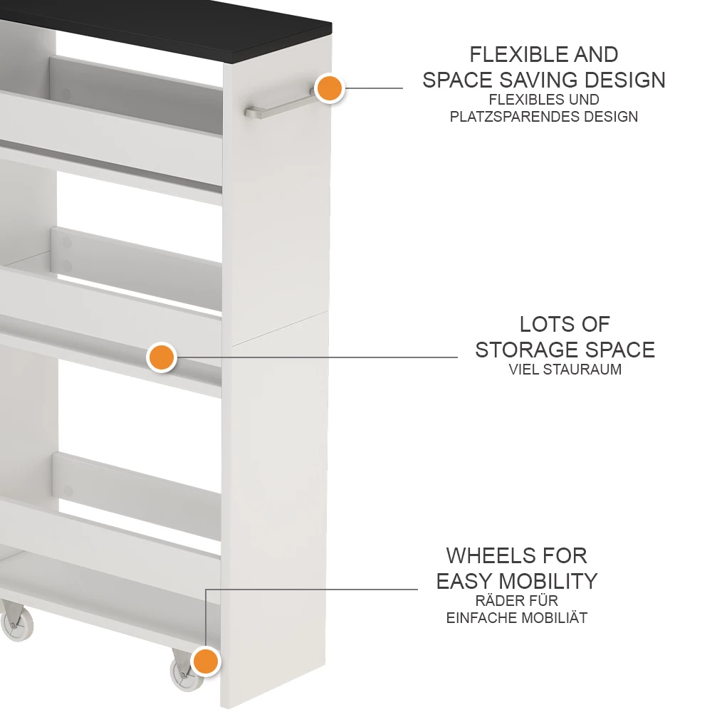 Rollcontainer Rivo Weiß/Anthrazit 20 x 84.4 cm livinity®