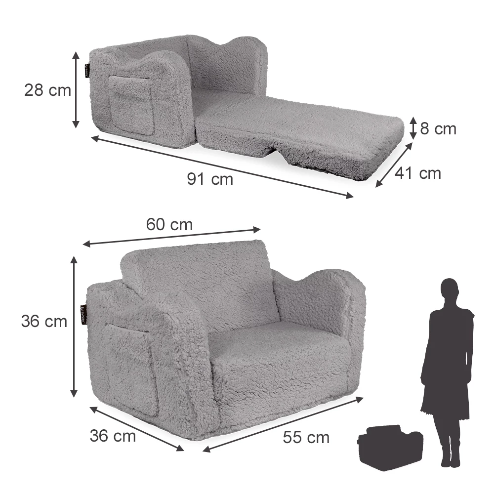 Vicco Børnelænestole Grå 60 x 36 cm Fold-ud, Conni