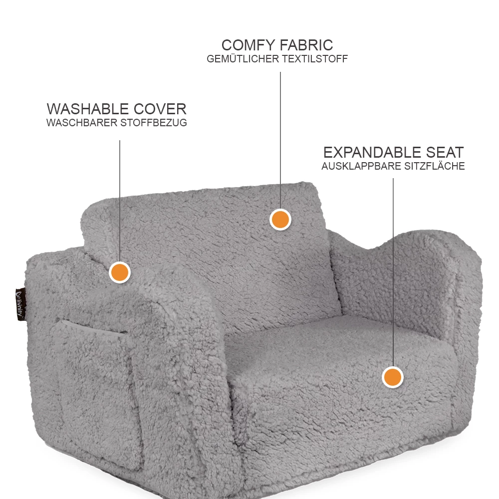 Vicco Børnelænestole Grå 60 x 36 cm Fold-ud, Conni
