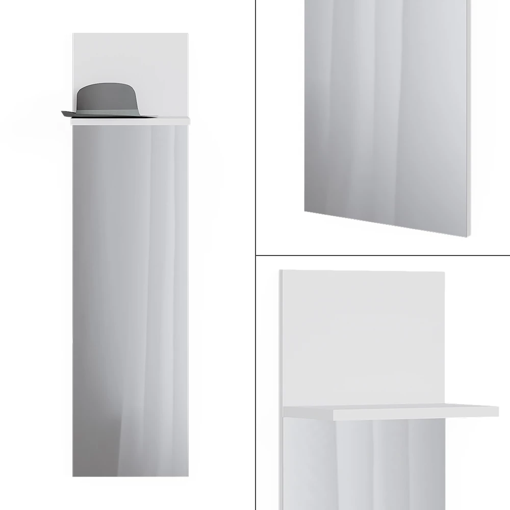 Nahaufnahme von Wandgarderobe in Weiß, zeigt Design- und Oberflächendetails