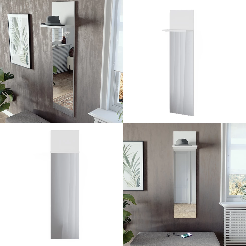 Wandgarderobe Siri Weiß 36 x 135 cm mit Spiegel livinity®
