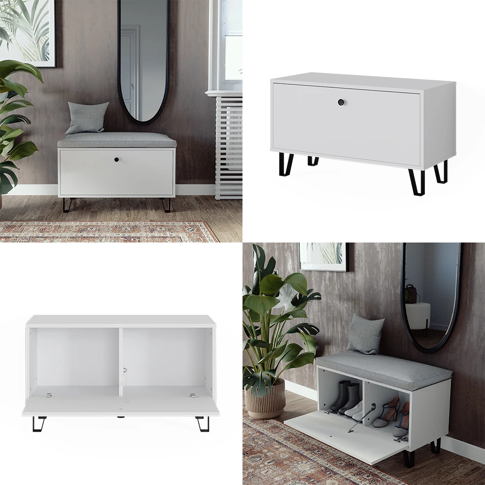 livinity® Sitzbank Weiß 80 x 46 cm, Siri