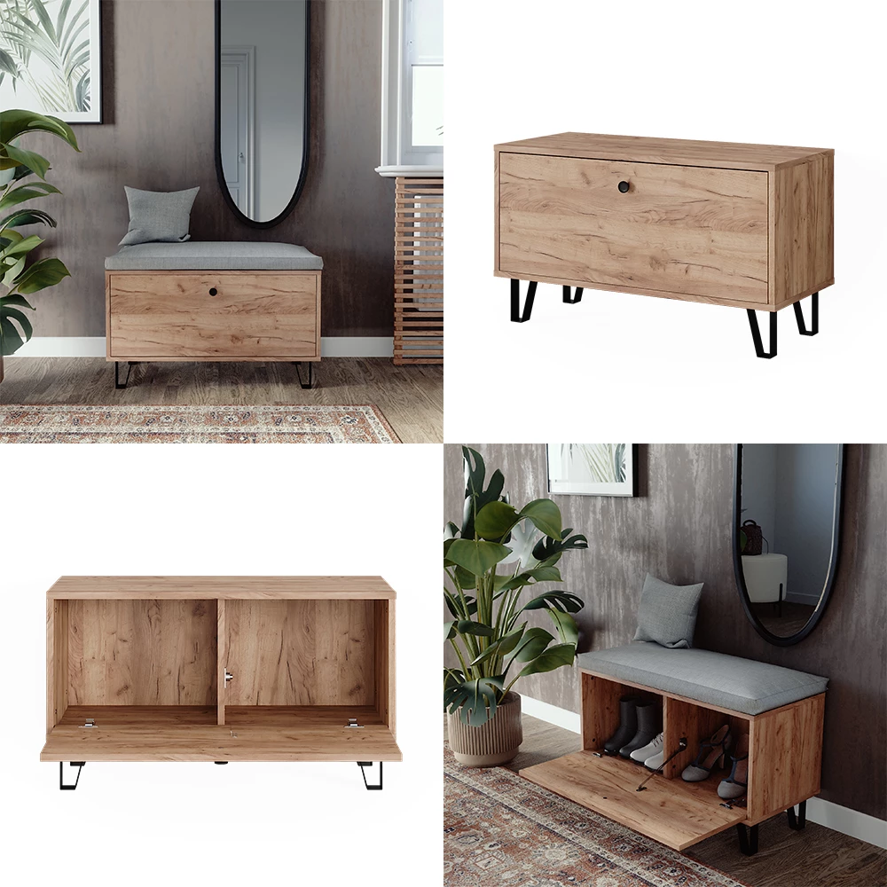 livinity® Sitzbank Goldkraft Eiche 80 x 46 cm, Siri
