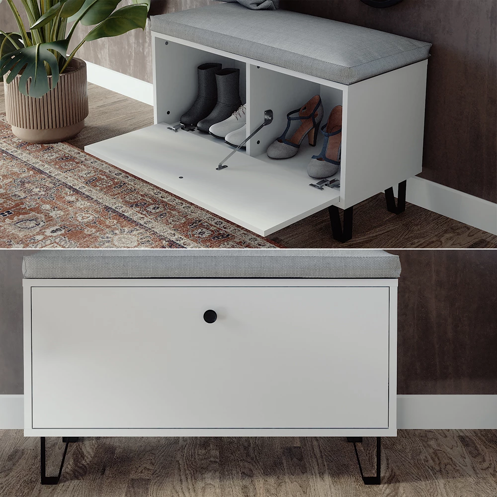 livinity® Sitzbank Weiß 80 x 46 cm, Siri