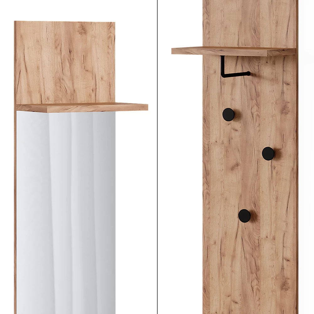 Nahaufnahme von Wandgarderobe in Goldkraft Eiche, zeigt Design- und Oberflächendetails