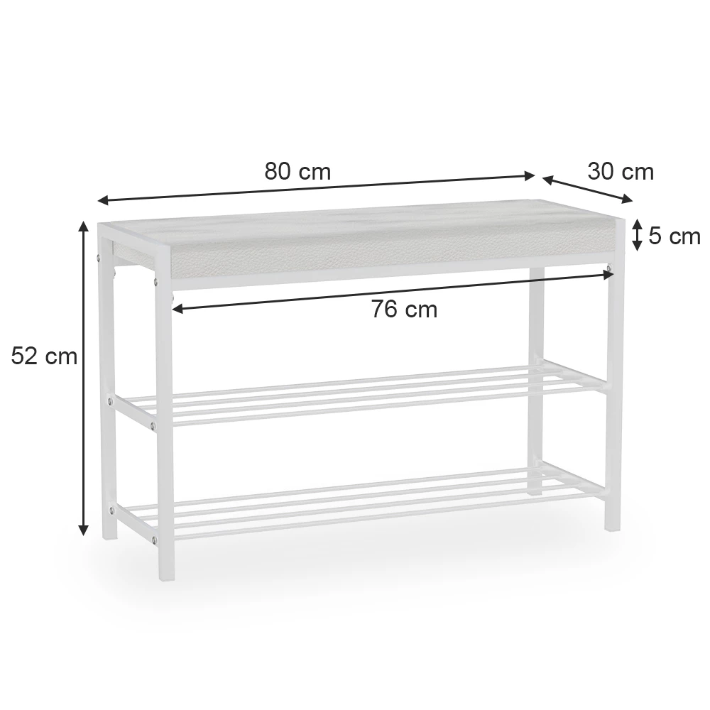 livinity® Schuhbank Weiß 80 x 52 cm, Borneo