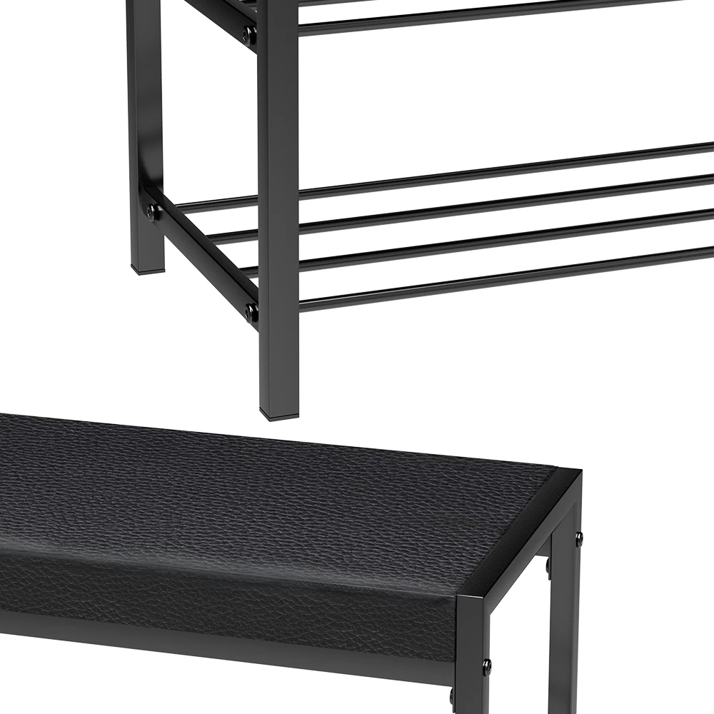livinity® Schuhbank Schwarz 80 x 52 cm, Borneo