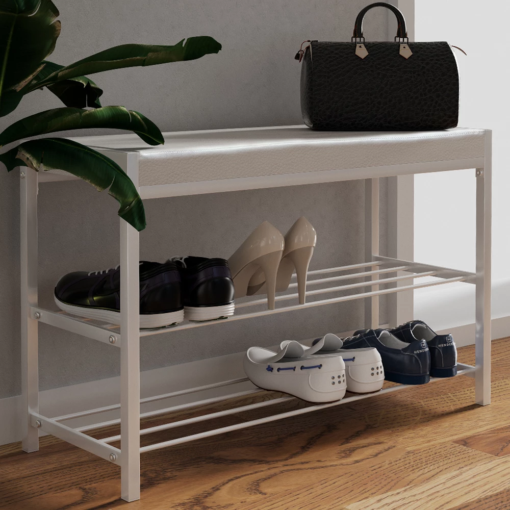 livinity® Schuhbank Weiß 80 x 52 cm, Borneo
