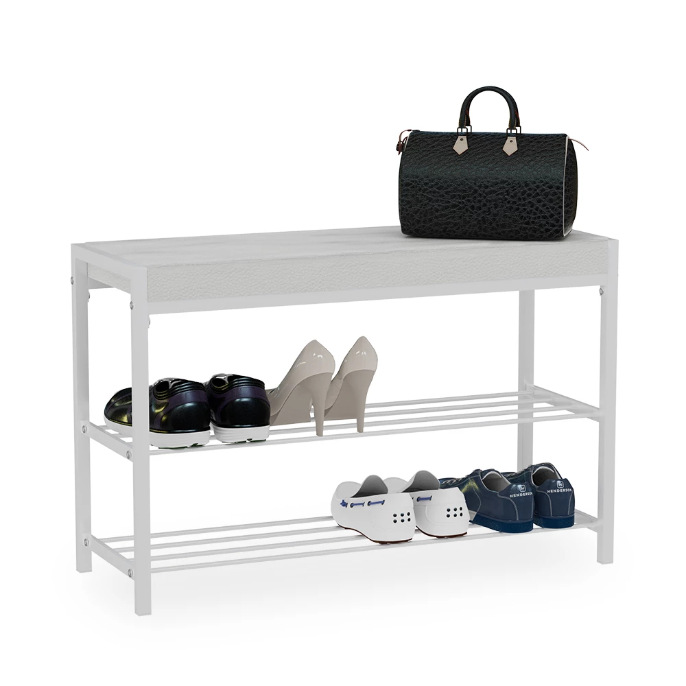 livinity® Schuhbank Weiß 80 x 52 cm, Borneo