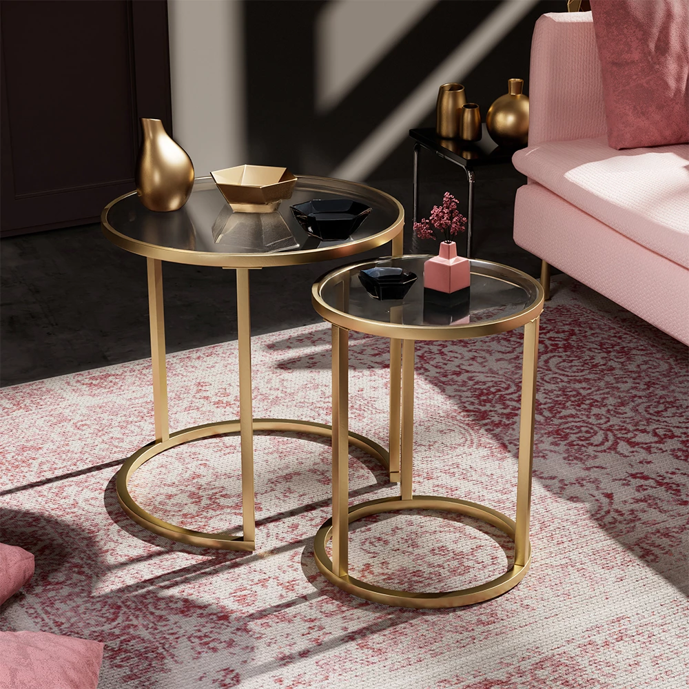 Bijzettafelset in Glas, getoond in een sfeervolle omgeving met decoratie