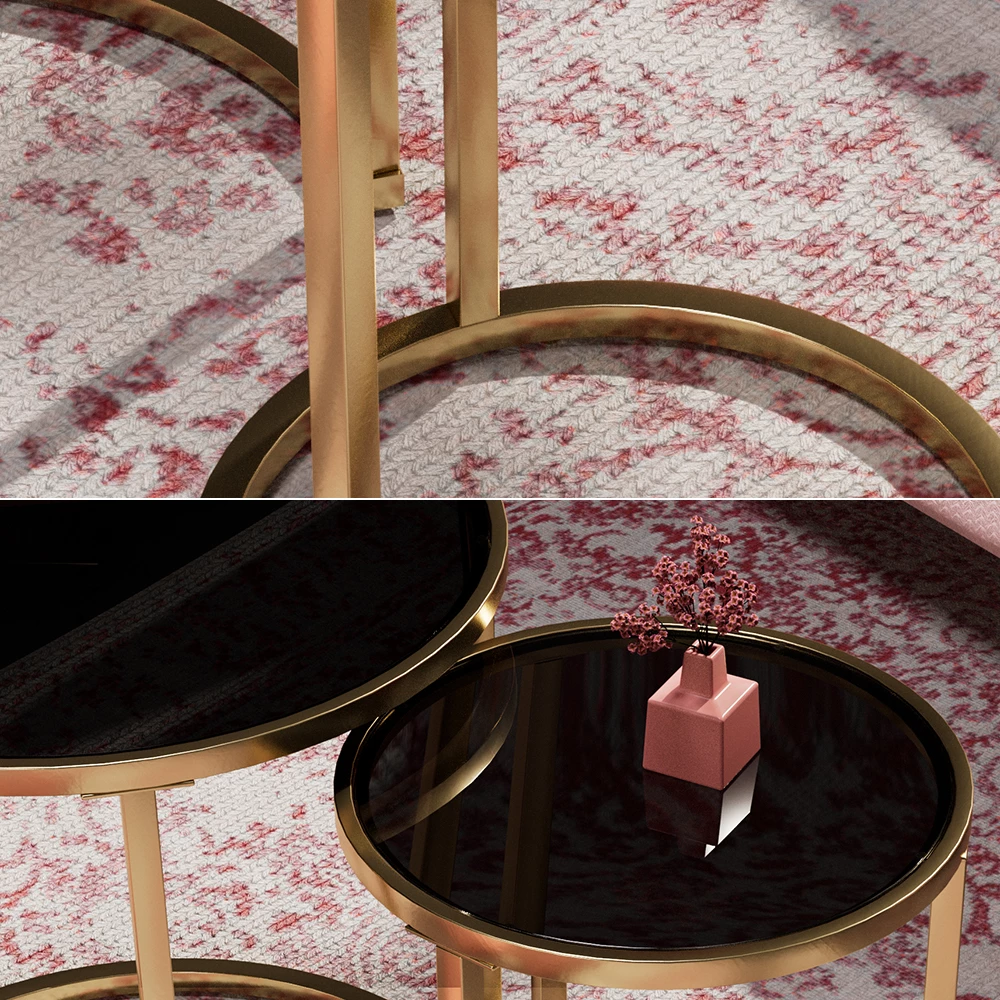 Close-up van Bijzettafelset in Zwart, met textuur/details