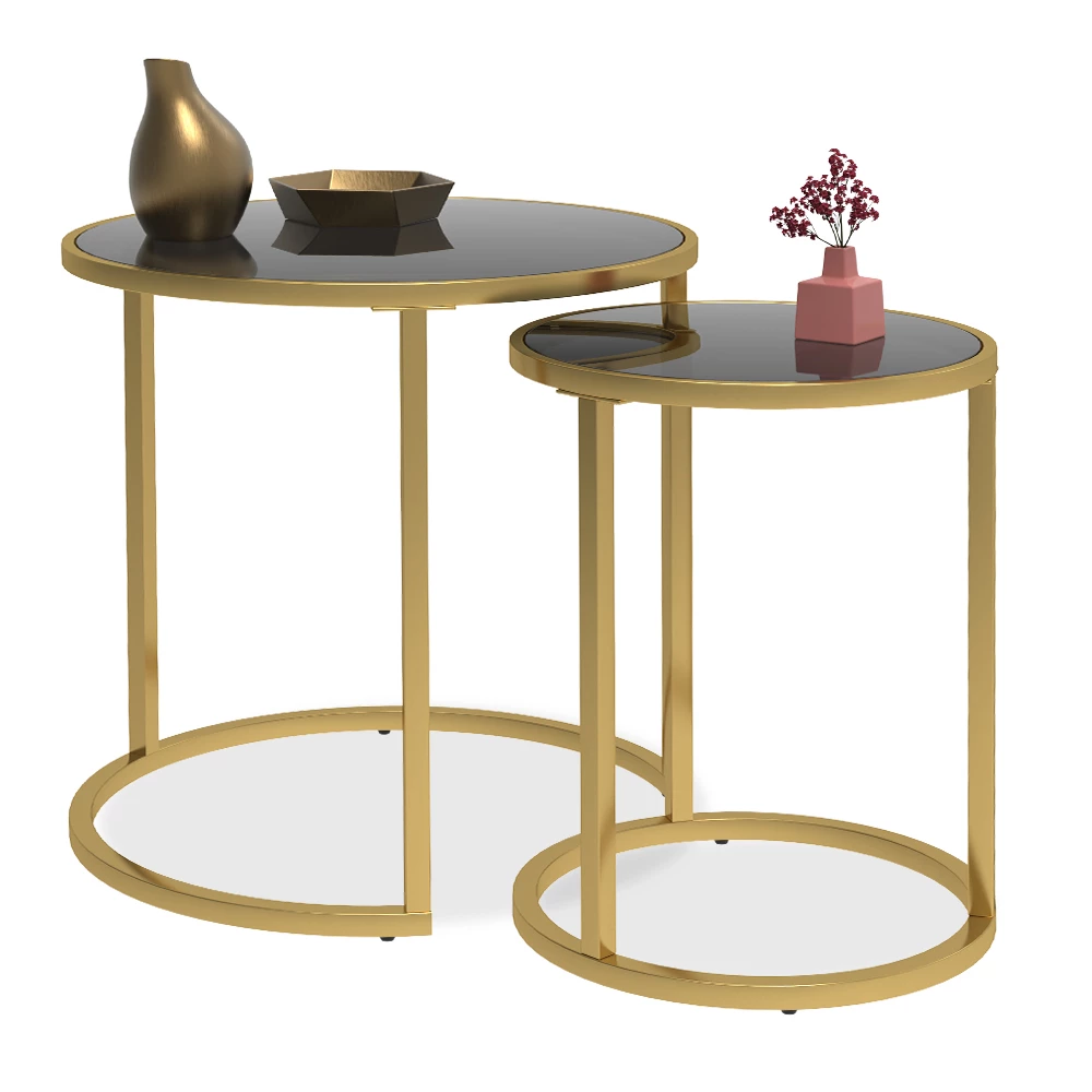 Bijzettafelset in Zwart op een witte achtergrond met decoratieve elementen