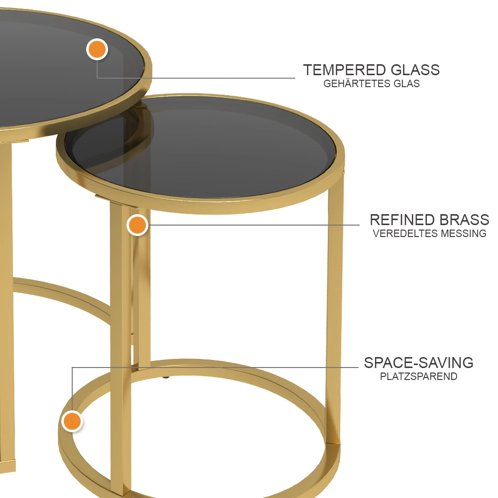 Bijzettafelset Sevilla Zwart 50 x 45.5 cm Set van 2 Vicco