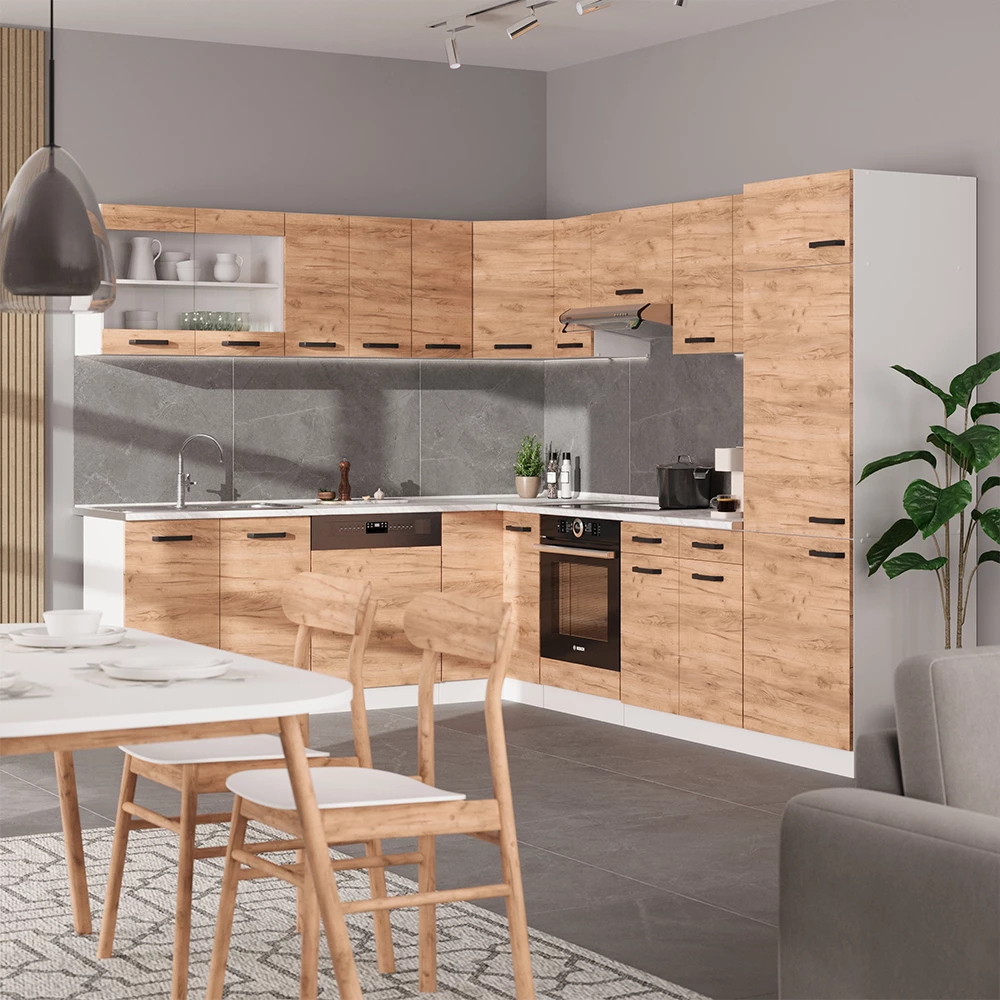 Vicco Hörnkök Guldkraft ek/vit 227x287 cmAP marmor, R-Line