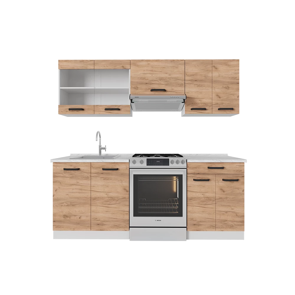 Kitchenette in Carvalho Goldkraft/branco on white background