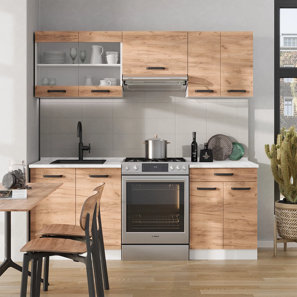 Kitchenette in Carvalho Goldkraft/branco on white background
