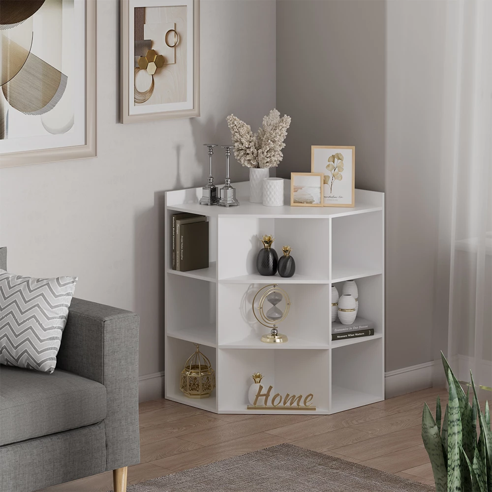 Eckregal in Weiß auf weißem Hintergrund