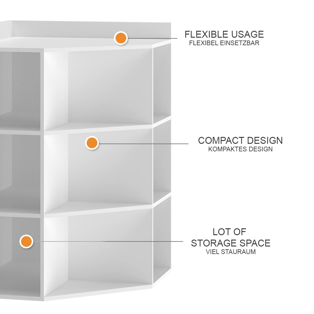 Scaffale Domus Vicco Bianco 60x120 Cm - Libreria Moderna Con 8 Scomparti Per Casa E Ufficio - Foto 4