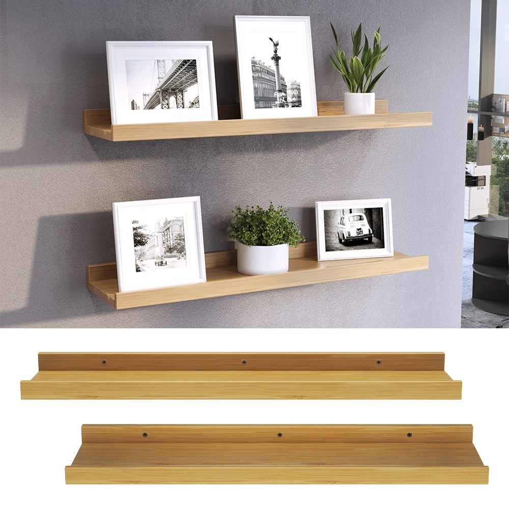 Vicco Fali polc Természetes fa 60 x 4 cm 2 darabos készlet, Linus