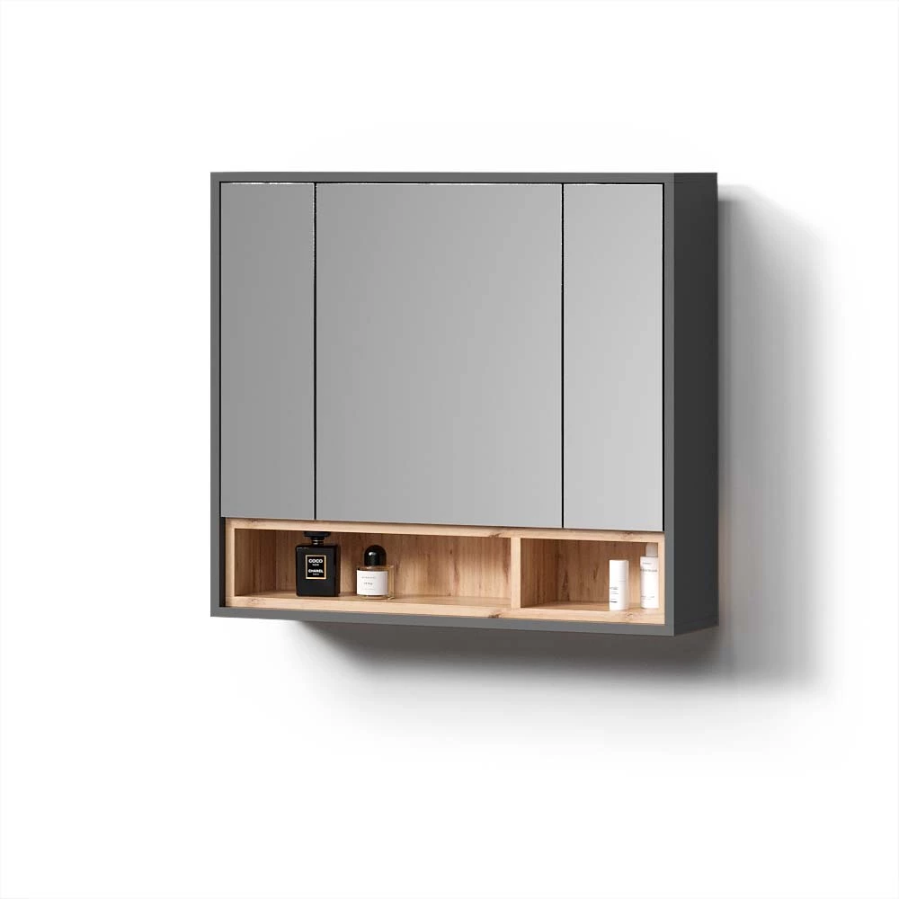 Badspiegelschrank in Anthrazit auf weißem Hintergrund