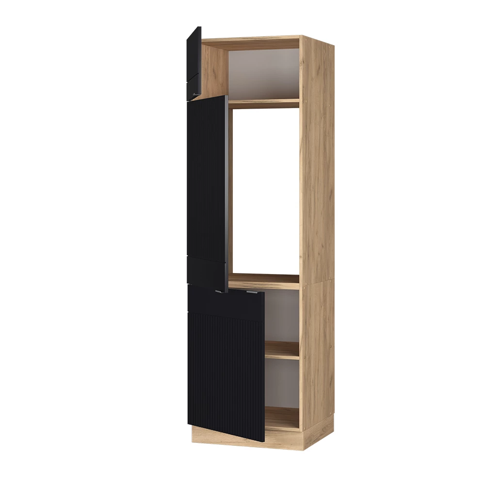 Armoire pour frigo en Noir rayé sur fond blanc