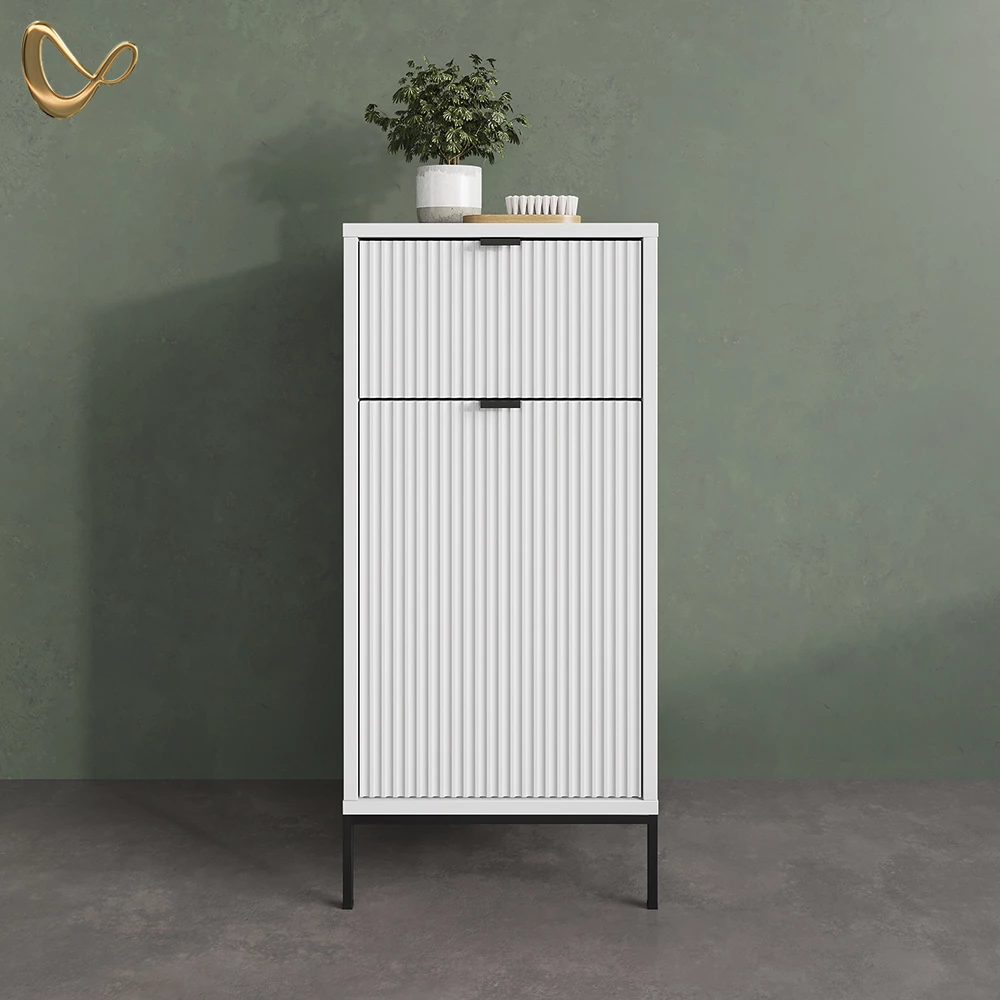 Badschrank ATERNO Weiß 40 x 87 cm mit Tür und Schublade livinity®