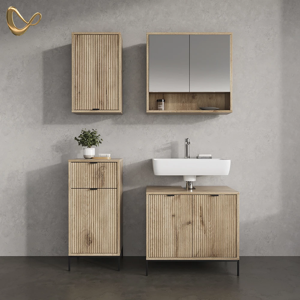 livinity® Badschrank Viking Oak 40 x 65 cm mit 2 Regalböden, ATERNO
